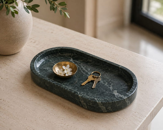 Green Oval Marble Tray