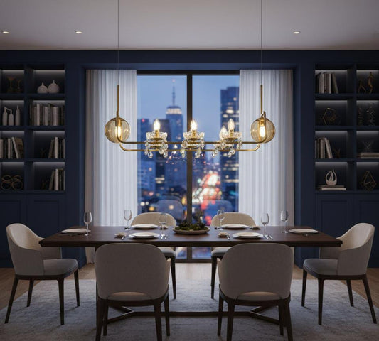 Gilded Amber Glass Chandelier