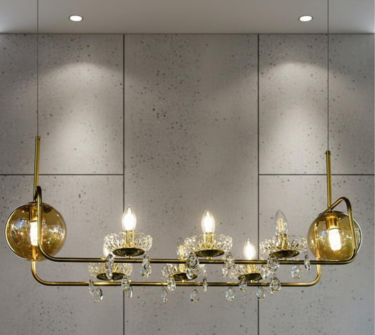 Gilded Amber Glass Chandelier