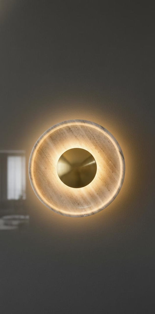 Orbis Curve Handcrafted Brown Marble Wall Highlighter