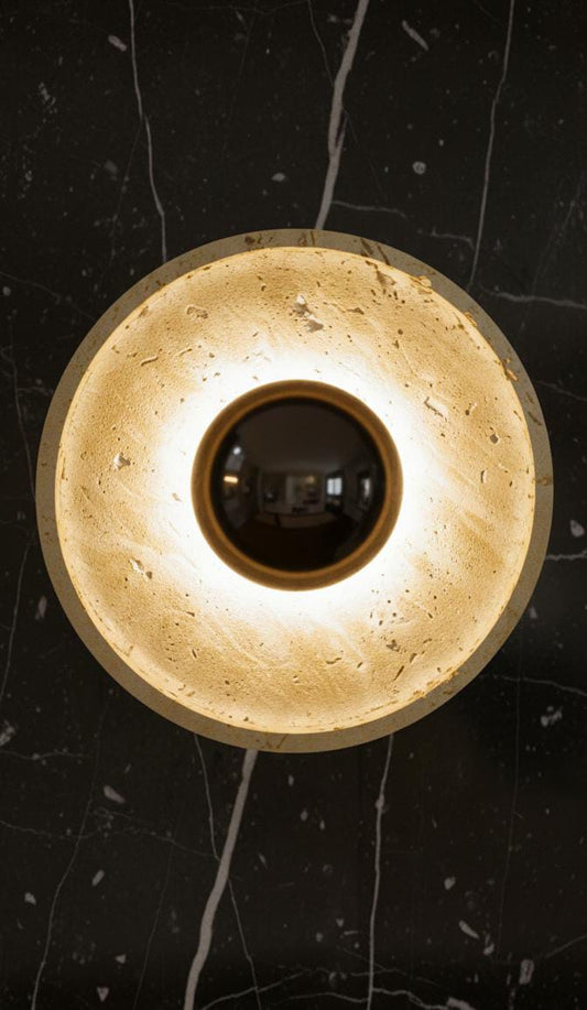 Orbis Curve Travertine Handcrafted Marble Wall Highlighter