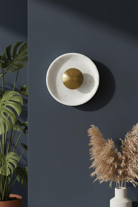 Orbis Curve White Handcrafted Marble Wall Highlighter