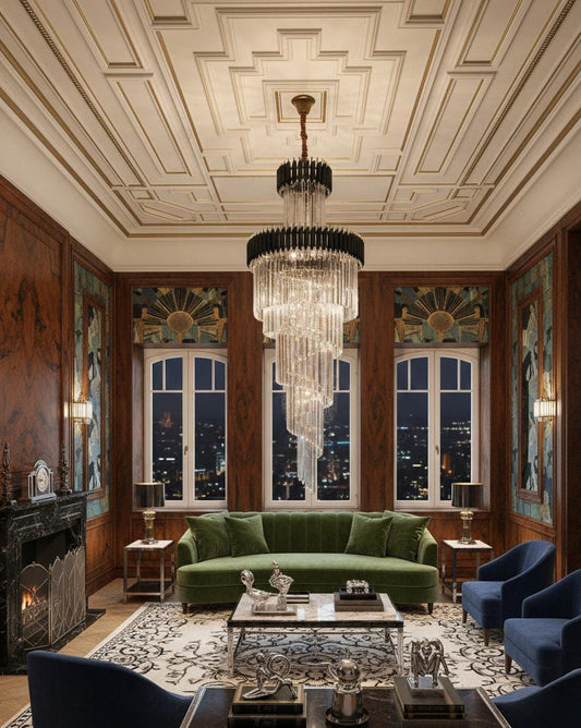 Grand Spiral Crystal Cascading Chandelier