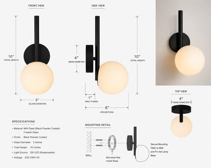 Matte Black Orb Light