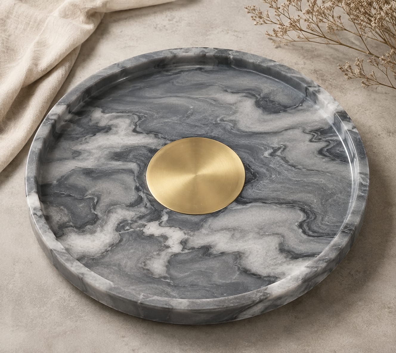 Marble Black & White Tray