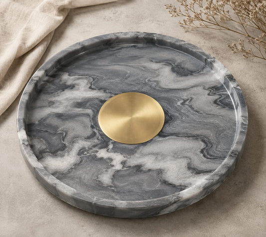 Marble Black & White Tray