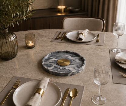 Marble Black & White Tray