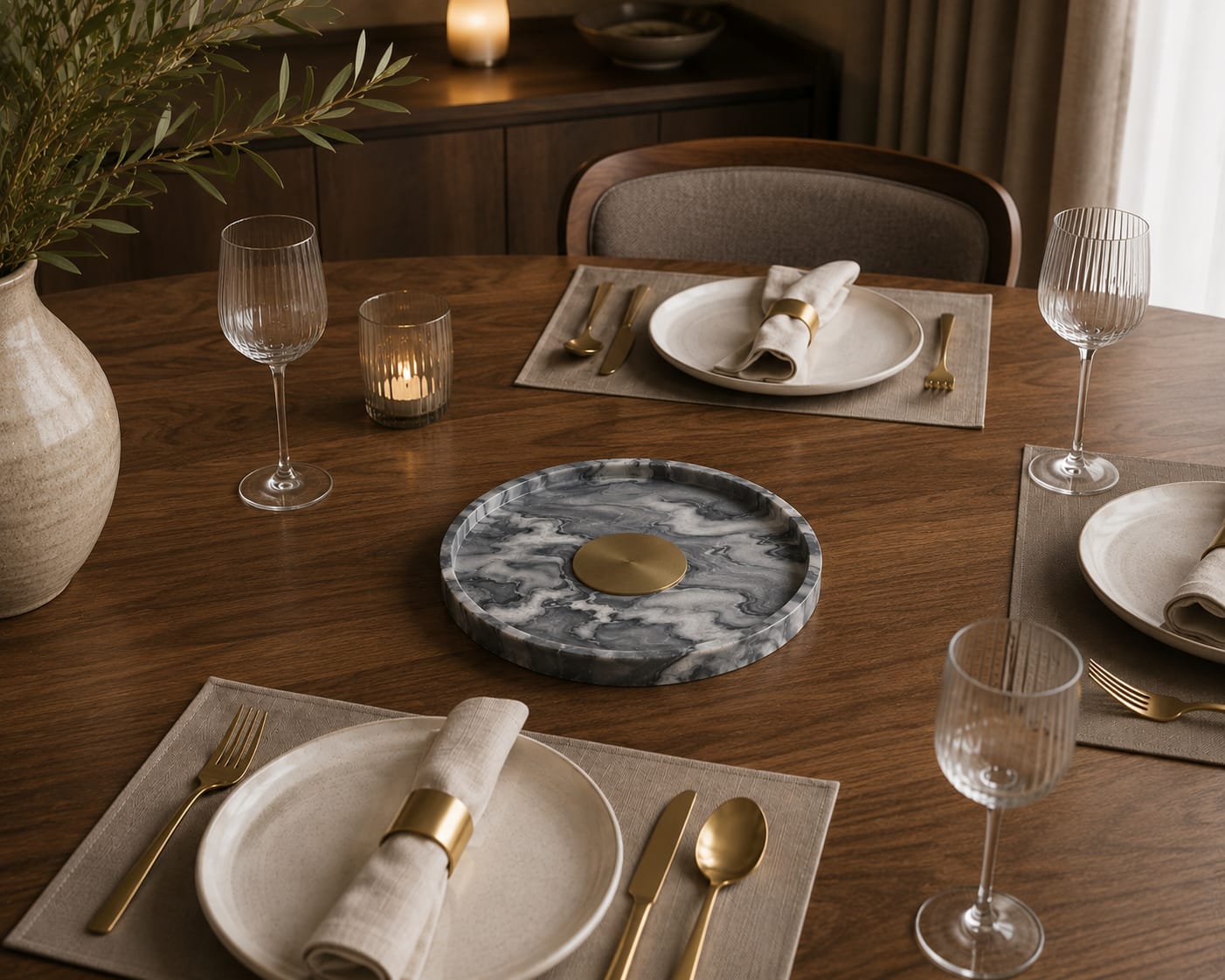 Marble Black & White Tray