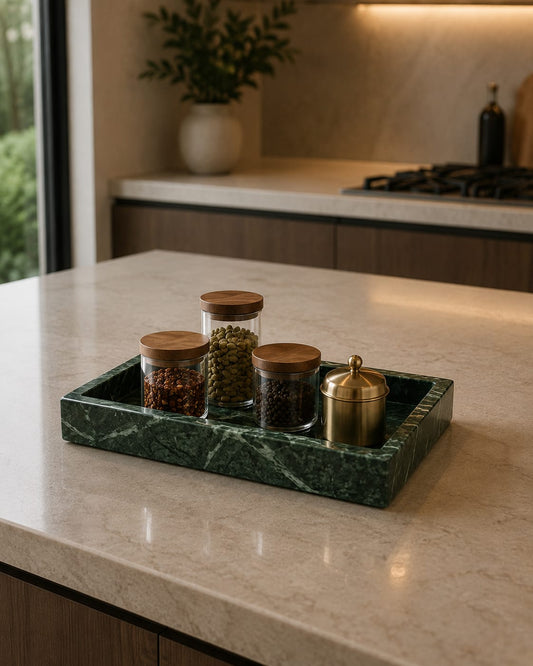 Green Rectangular Marble Tray