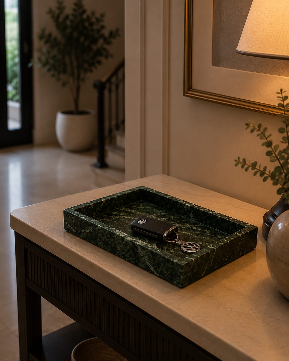 Green Rectangular Marble Tray