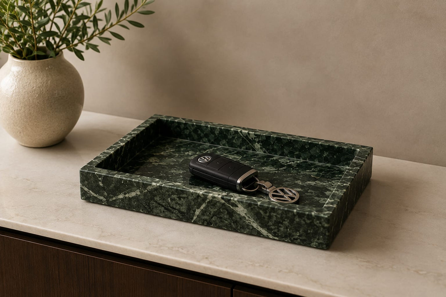 Green Rectangular Marble Tray