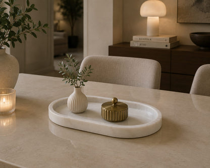 White Oval Marble Tray