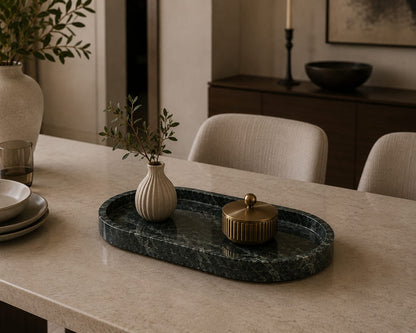 Green Oval Marble Tray