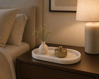 White Oval Marble Tray